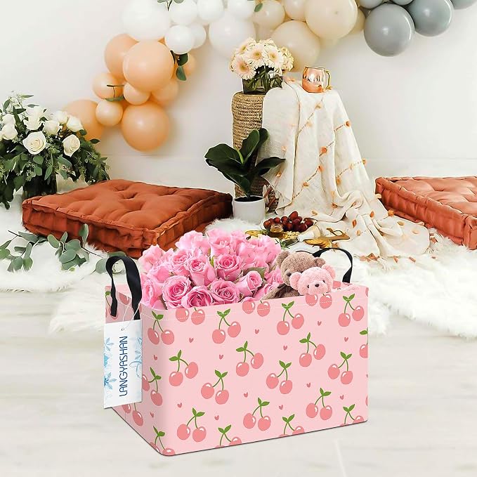 LANGYASHAN Rectangular Storage Bin Collapse Canvas Fabric Cartoon Storage Basket - Image 4