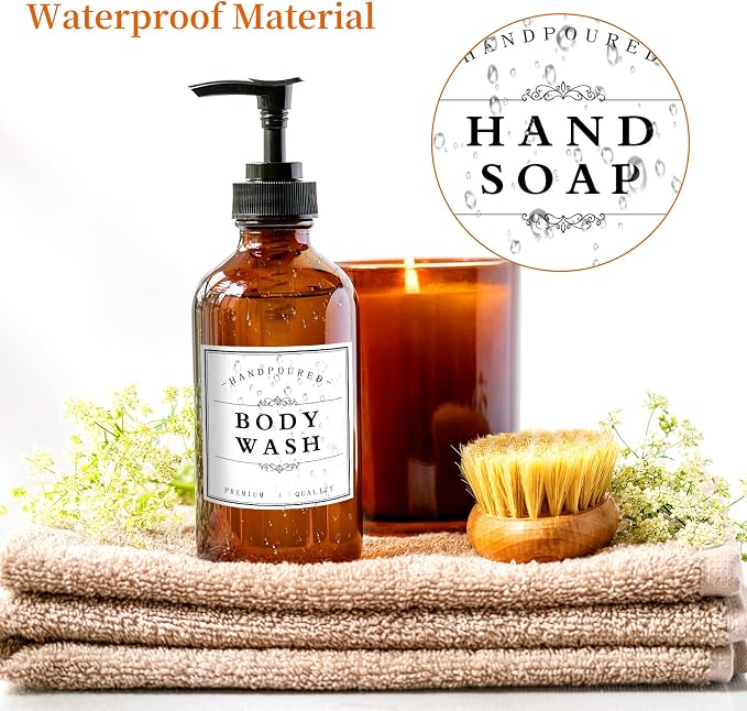 White Waterproof Soap Labels for Plastic/Glass Bottles, Bathroom/Kitchen Hand - Image 3