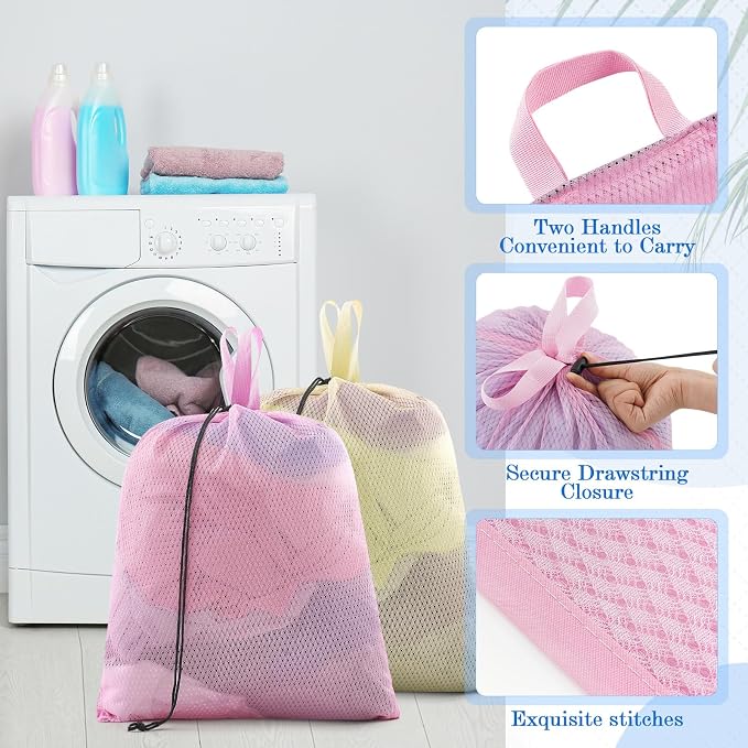 6 Pack 20 x 17 Inches Colorful Soft Mesh Laundry Bag - Image 4