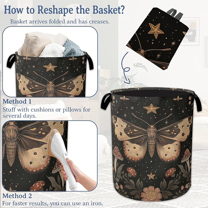Magic Butterfly Laundry Basket, Foldable Oxford Cloth Moth Mushroom Flower - Image 6
