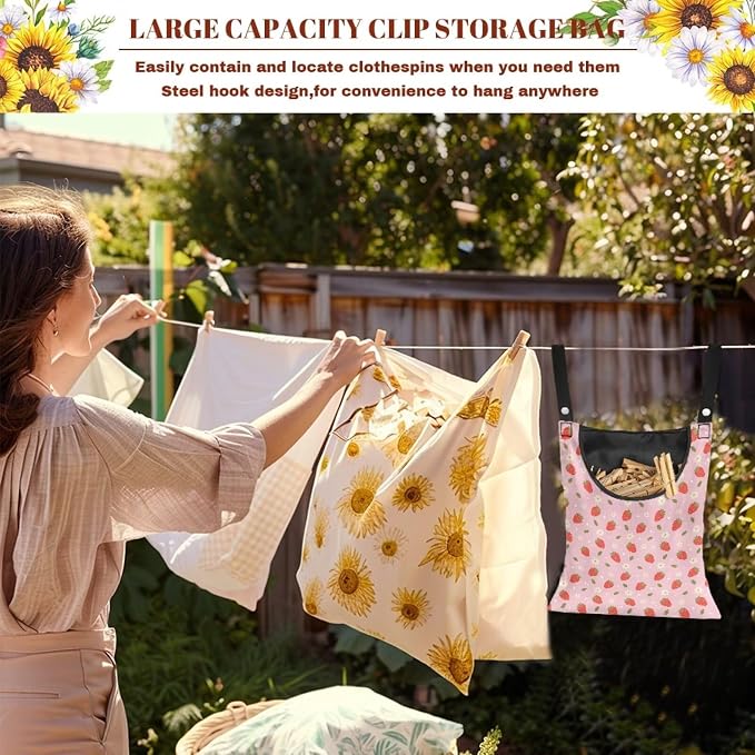 Clothespin Bag, Laundry Hanging Bag Fits Clothes Lines - Image 5