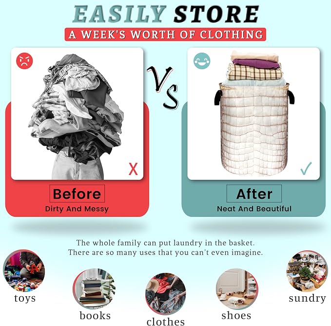 Crocodile Skin Texture Pattern Laundry Basket Foldable Oxford Cloth Laundry - Image 3
