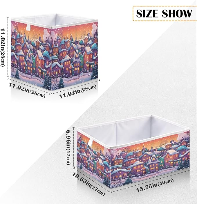 senya Large Storage Bins Christmas Town Collapsible Foldable Storage Cubes - Image 3
