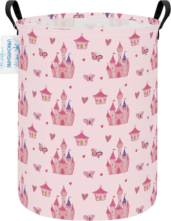 LANGYASHAN Laundry Basket Canvas Fabric Collapsible Organizer Basket by LANGYASHAN