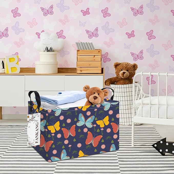 FANKANG Storage Bins, Nursery Hamper Canvas Laundry Basket Foldable - Image 3
