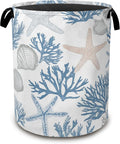 Starfish Seashell Laundry Basket, Coral Collapsible Laundry Baskets by Unknown