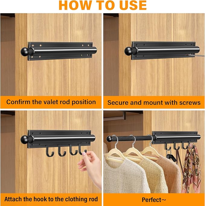 12 Inch Valet Rod for Closet Pull Out Clothes Hanger - Image 7