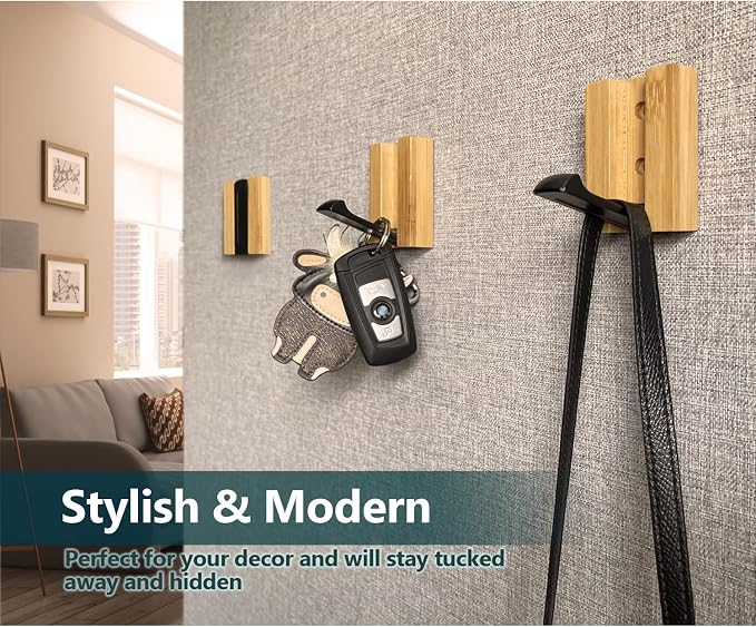 JSVER Wooden Wall Hooks Wall Mounted Wall Hooks, Single Organizer Hook Rack - Image 2