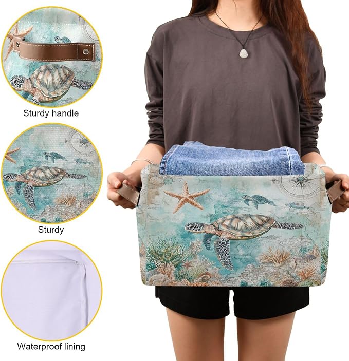 Nautical Starfish Fabric Storage Basket - Image 5