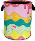 Ice Cream Laundry Basket Desserts Cartoon Pattern Foldable Oxford Cloth Funny by NUTAINLA