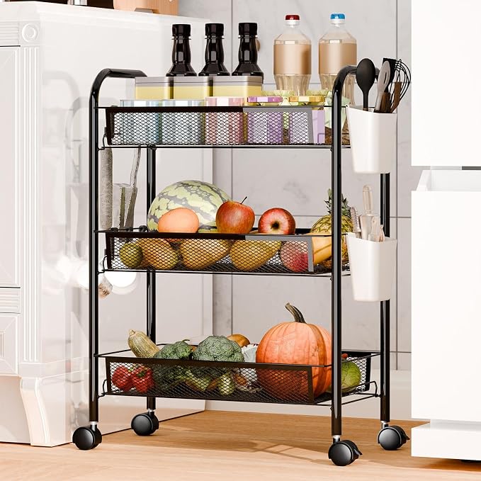 5-Tier Slim Rolling Cart with Wheels, Stackable Narrow Storage Trolley by Unknown