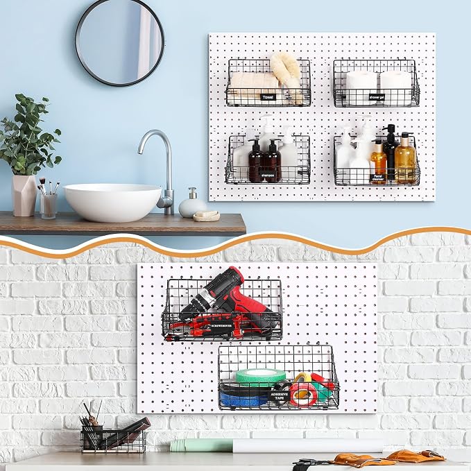 4 Pcs Peg Board Bins and Baskets Peg Board Organizer Pegboard Accessories - Image 7