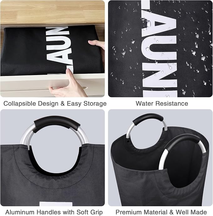 Laundry Basket 2 Pack Collapsible, Freestanding Clothes Hamper Bag - Image 4