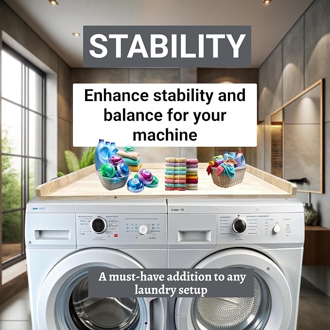 Skywin Washer Dryer Countertop 54 x 30 Inches, Single Real Solid Wood Butcher - Image 6