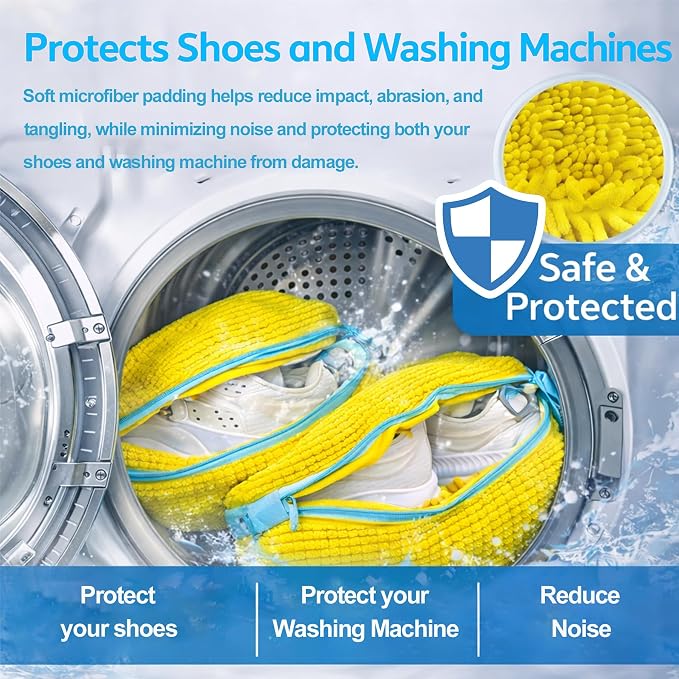 Shoe Washing Machine Bags, Protects Shoes & Washer, Self-Locking Zipper Design - Image 6