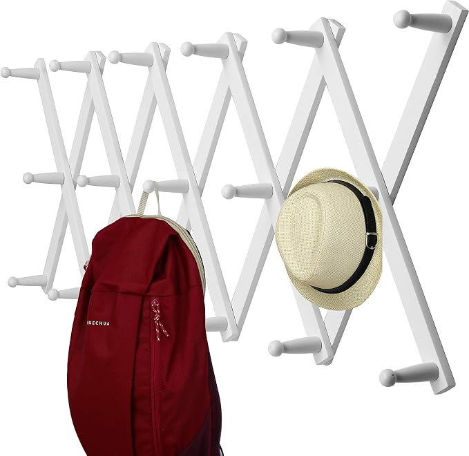WEBI Accordion Wall Hanger, Expandable Wooden Hat Rack by WEBI