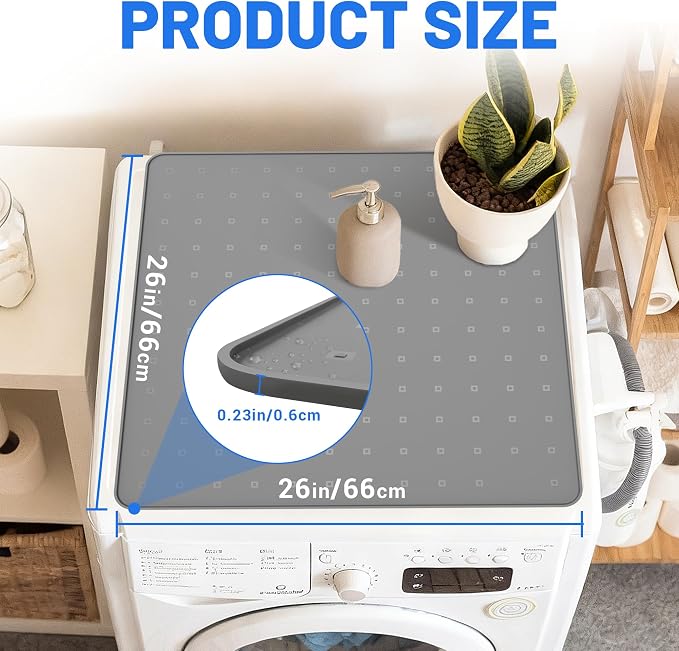 1 Pack 26" x 26" Washer and Dryer Topper, Silicone Washer Dryer Countertop - Image 2