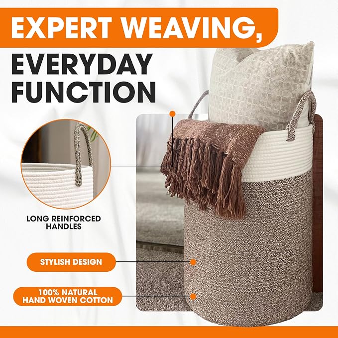 Cheer Collection Laundry Hamper, Large Woven Rope, Clothes Hamper - Image 6