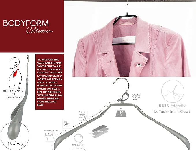 Mawa by Reston Lloyd BodyForm Series Non-Slip Space-Saving Extra Wide Clothes - Image 7