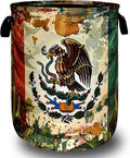 Mexican Flag Laundry Basket Retro Mexican Cactus Foldable Funny Laundry Hamper by SELIONLIKN