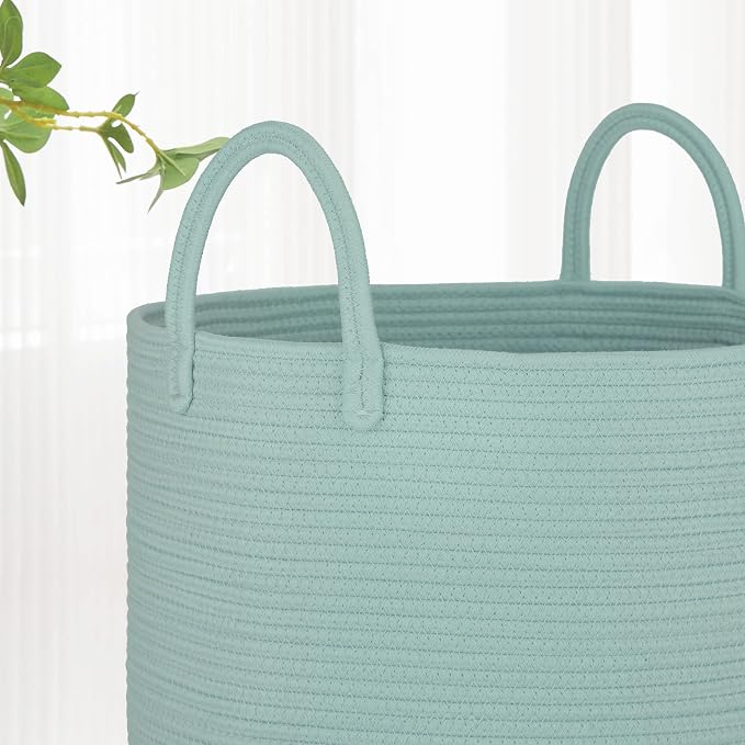 Large Cotton Rope Laundry Hamper 65L, Baby Nursery Hamper Bin, Woven Storage - Image 4