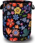 Abstract Colorful Flowers Laundry Hamper Pretty Floral Laundry Basket by SELIONLIKN