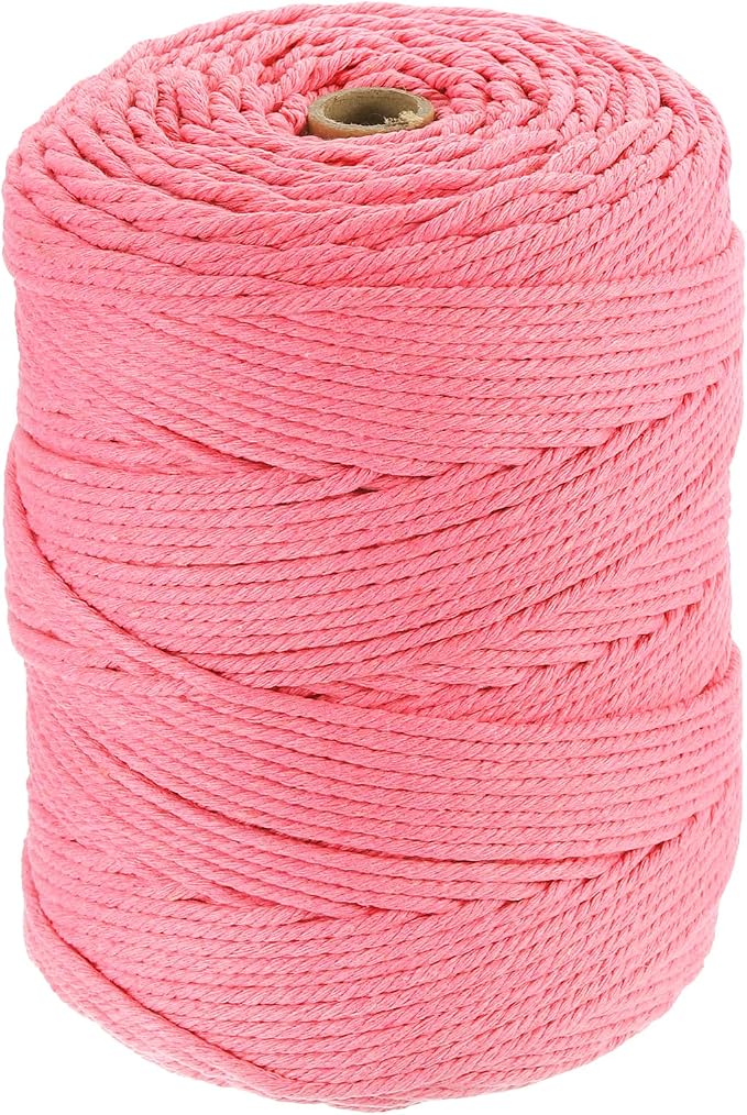HARFINGTON Natural Macrame Cord 3mm x 328 Yards 4 Strand Twisted Cotton Macrame by HARFINGTON