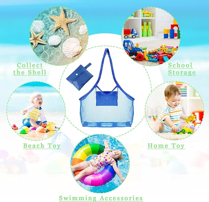 6 Pieces Mesh Beach Tote Bag Portable Travel Mesh Bag Large Mesh Beach Bag Toy - Image 4
