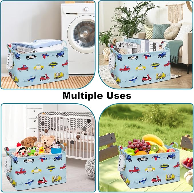 FANKANG Storage Basket, Nursery Hamper Canvas Laundry Basket Foldable - Image 5