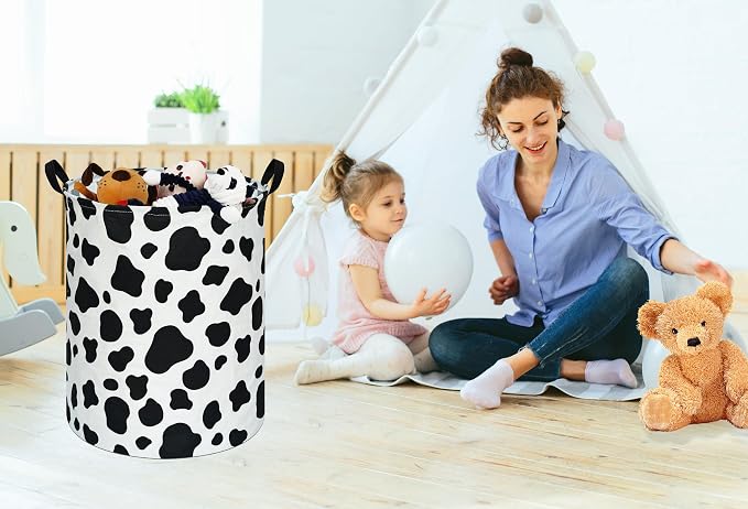 KUNRO Round Laundry Gift Basket Storage Hamper, Clothes Storage Organizer Bins - Image 4