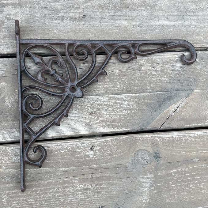 KiaoTime Cast Iron Hanging Hook Bracket Wall Hanger 12" Deep Outdoor Indoor - Image 4