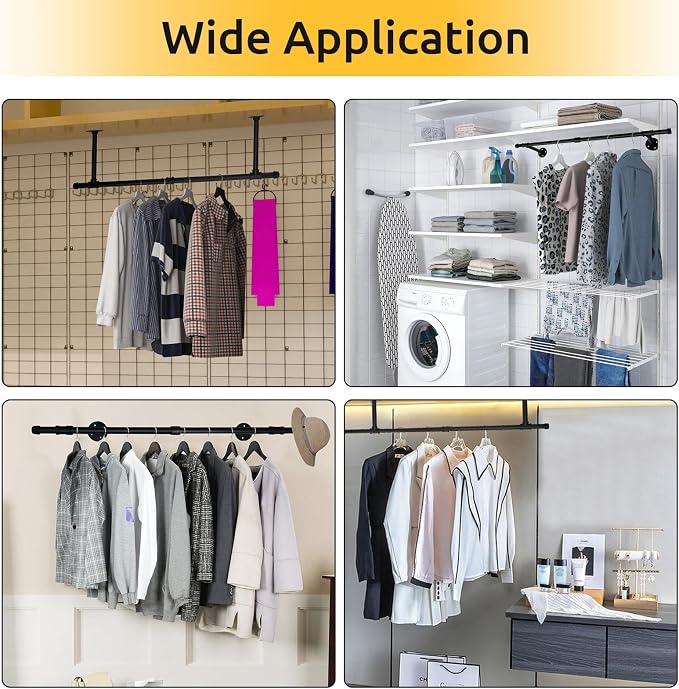 Oroonoko 36 inch Industrial Pipe Clothes Rack Wall Mount - Image 7
