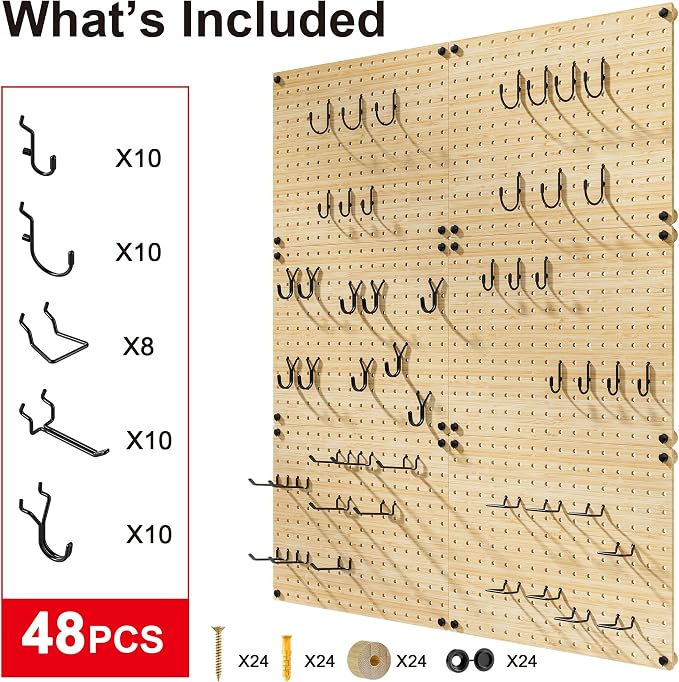 VOIMO Bamboo Pegboard Organizer Set, 6 Panels - Image 4