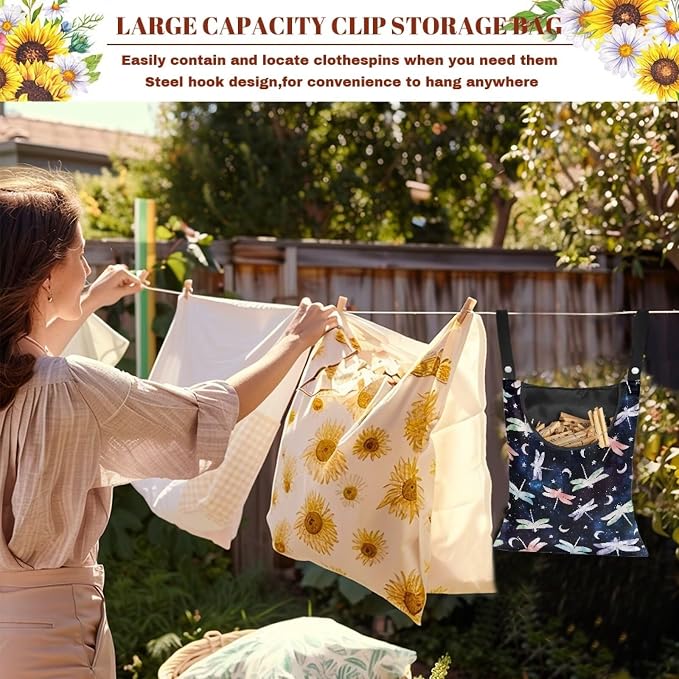 Dragonfly Moon Pin Collector Bag Clothespin Storage Bag Machine Washable - Image 5