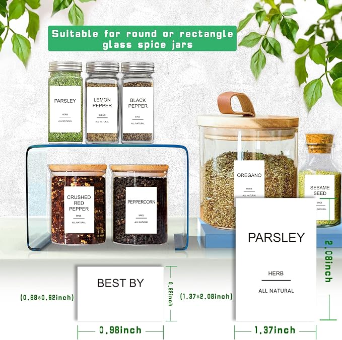 191 Spice Jar Labels Preprinted Minimalist Stickers - Image 4