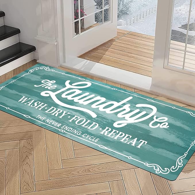 Pauwer Laundry Room Rug Runner 20"x48" Waterproof Rubber Laundry Mat Non Slip - Image 6