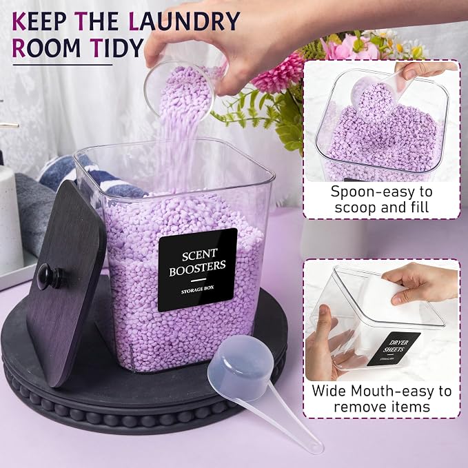 Laundry Pods Container, Large Laundry Detergent Powder Storage Containers Black - Image 2