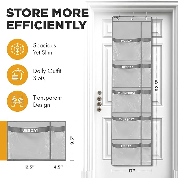Over the Door Weekly Clothes Organizer - Image 2
