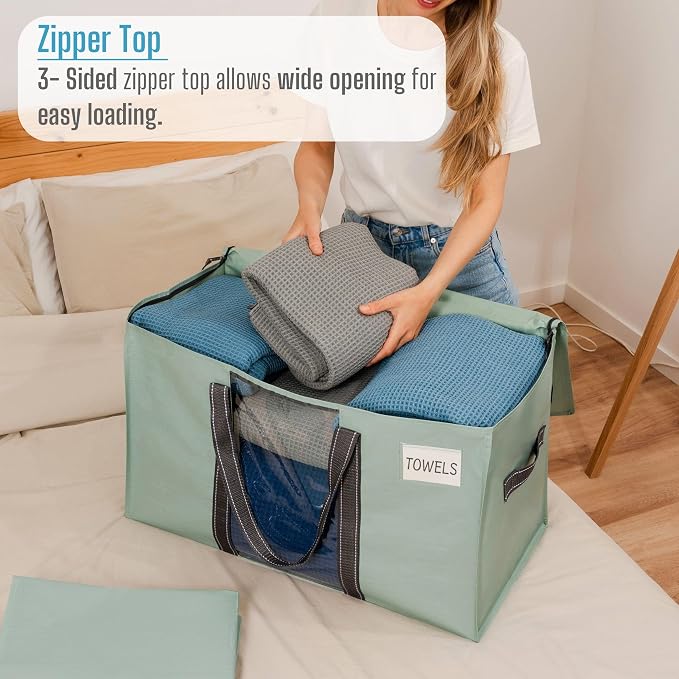 VENO 10 Pack Moving Bags with Clear Window, Heavy Duty Storage Bins with Lid - Image 5