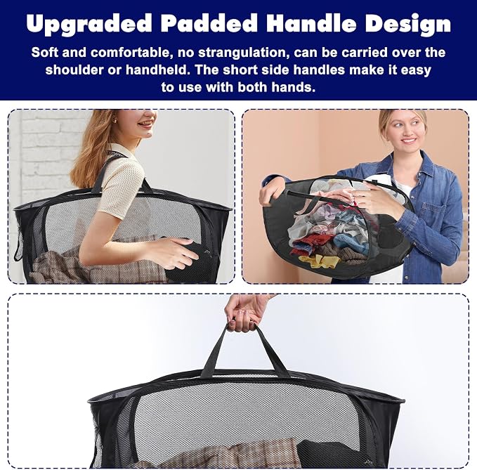 4 Pack Pop-Up Mesh Laundry Basket, Open Collapsible Laundry Baskets - Image 5
