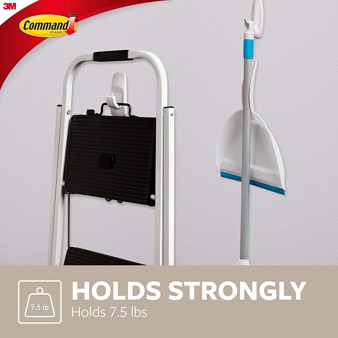 Command 7.5 lb Jumbo Utility Hook, 2 Hooks and 4 Strips, Damage Free Hanging - Image 3