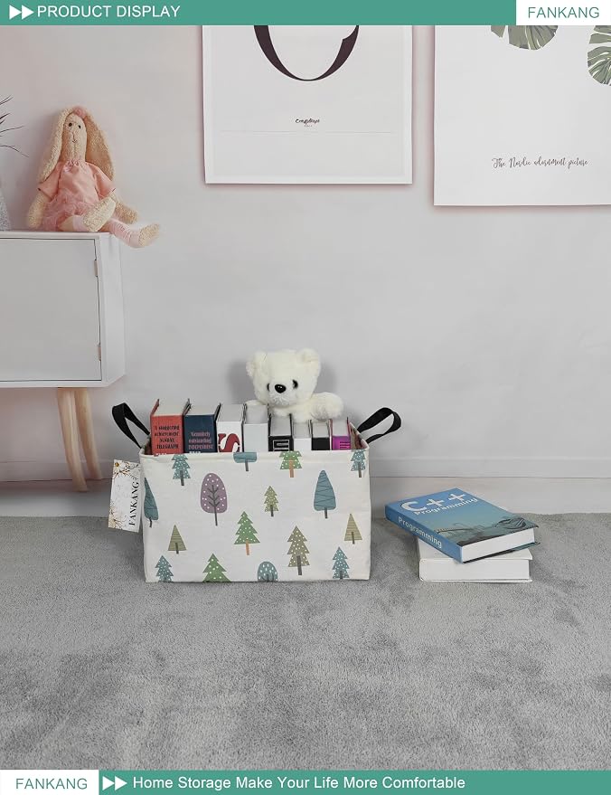 FANKANG Storage Bins, Nursery Hamper Canvas Laundry Basket Foldable - Image 4