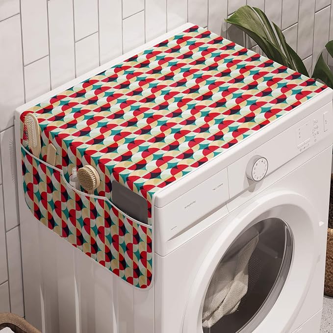 Ambesonne Vintage Washing Machine Organizer, Retro Geometrical Modern Design by Ambesonne