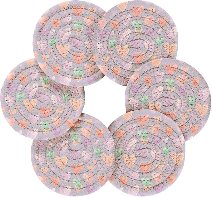 Soft Lavender Hearts Coasters Set of 6 - Image 2