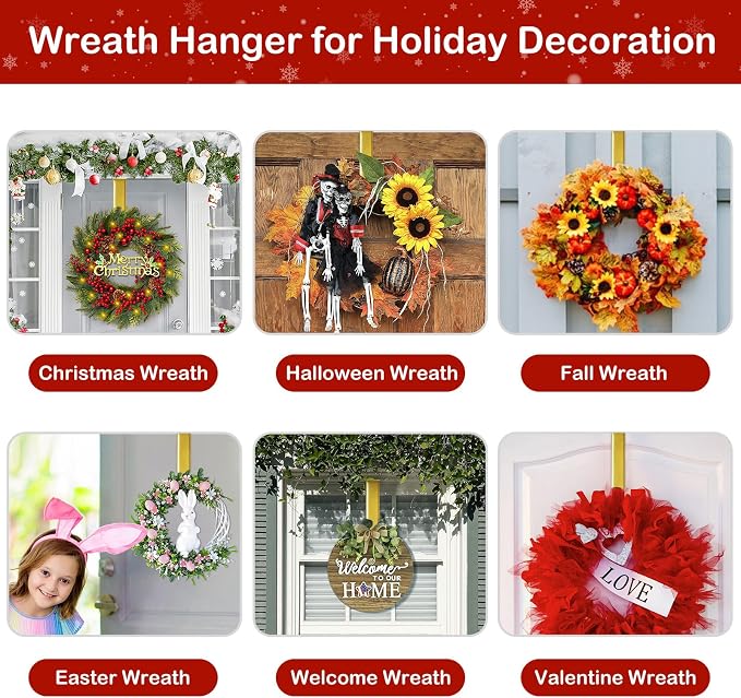 Gold Wreath Hanger, Christmas Decorations Adjustable Wreath Hangers - Image 7