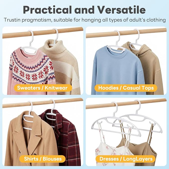 HOUSE DAY Plastic Clothes Hangers 36 Pack, Sweater Hangers No Shoulder Bump - Image 4