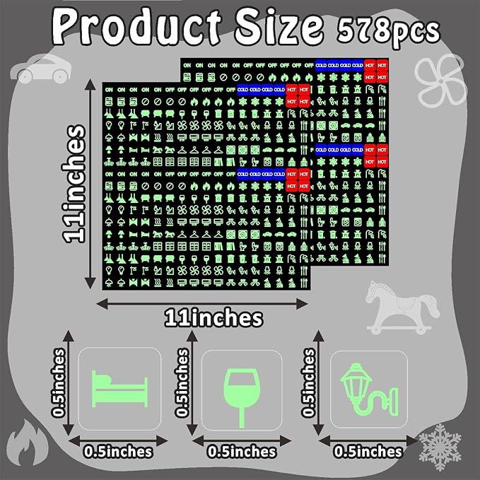 578PCS Light Switch Labels Decals Glow in the Dark Stickers - Image 4