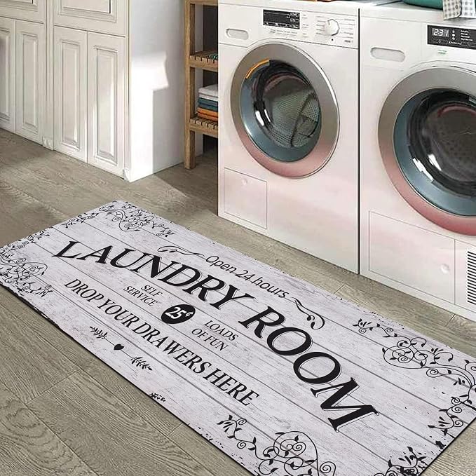 Lahome Remi Farmhouse Laundry Room Rug Runner 20"x59" Laundry Rugs and Mats by Lahome