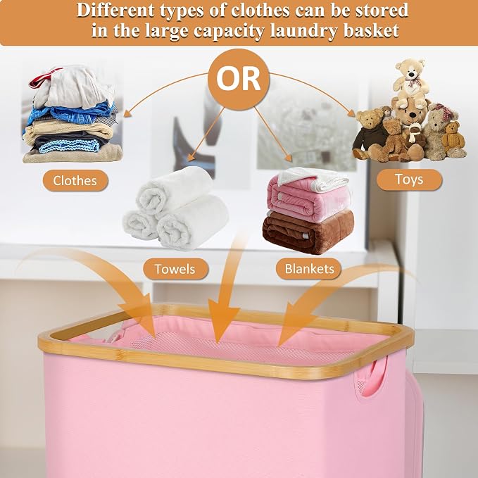 Laundry Hamper with Lid, 110L Large Laundry Basket with Handle and Lid - Image 4