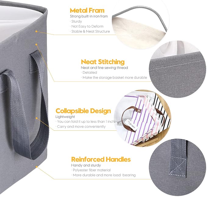 Hinwo 102L XXL Storage Bins, Foldable Clothes Storage Baskets - Image 6